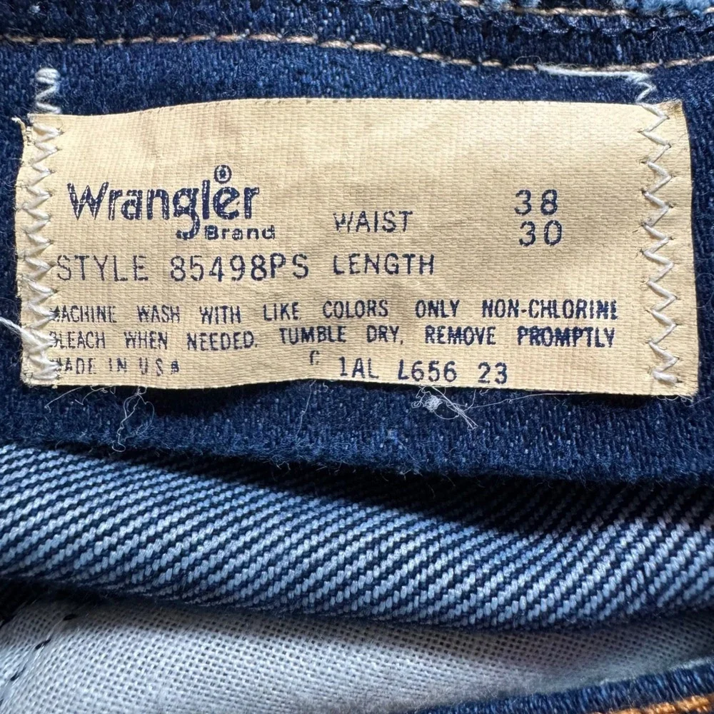 Vintage‎ Wrangler 85498PS Jeans Mens Dark Wash Denim 38x30 Made in USA Elite